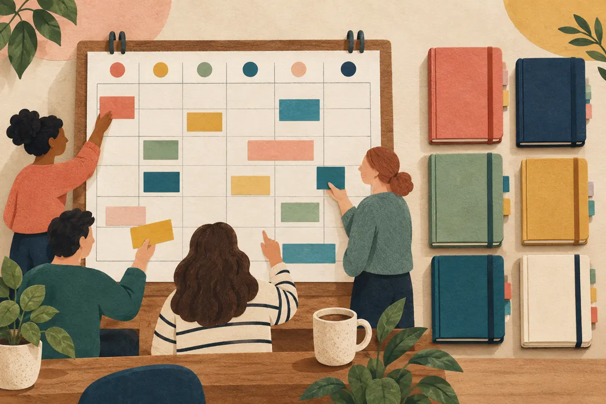 Illustration of a volunteer calendar kept separate from personal planners.